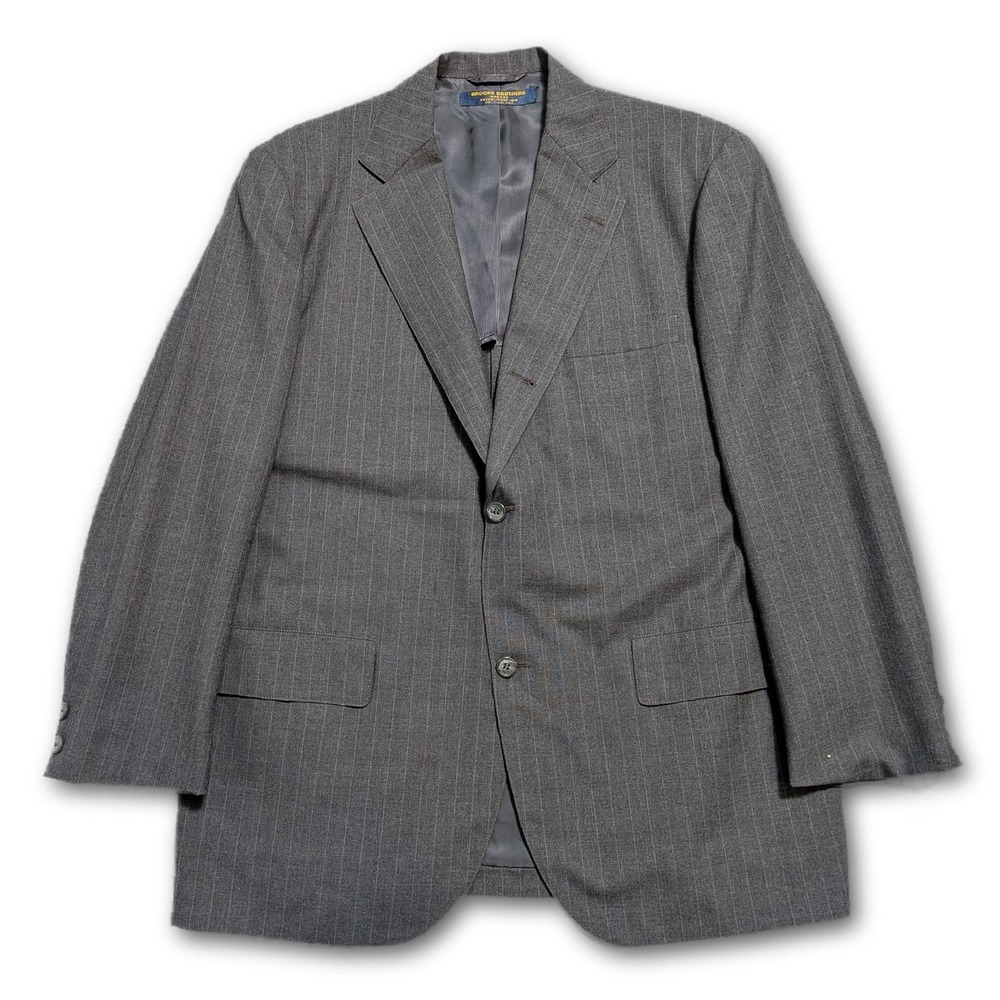 Brooks Brothers Mens 42R Blazer Gray Half Lined Made In USA Wool Pinstripe Suit